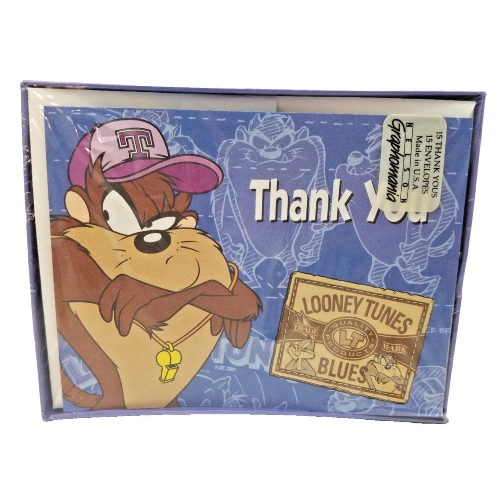 Looney Tunes Thank You Notes & Envelopes 1996 Tazmanian Devil Warner Brothers